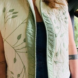 🍃 Handmade Green Quilted Vest OS